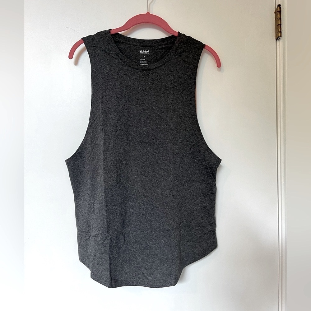 NWT Girlfriend Collective Charcoal Heather Recycled Cotton Muscle Tee - Size M‌ - Picture 4 of 10